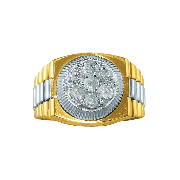 1 Cttw Diamond 7-stone Cluster Men!foot!s Ribbed Ring 10k Two-tone Go 85384711