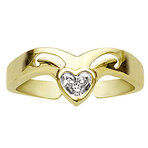 Diamond-Accented Heart Toe Ring