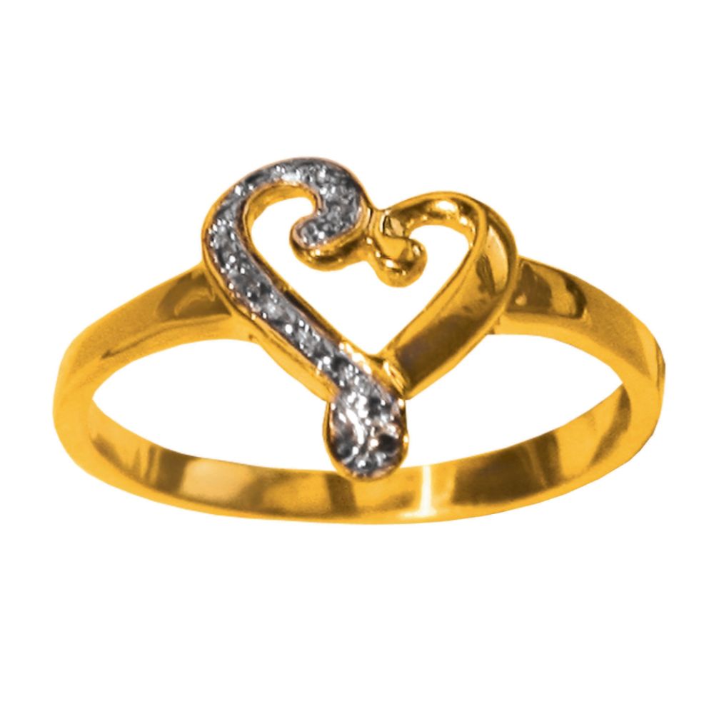 18k Gold Over Sterling Silver Heart Ring with Diamond Accent