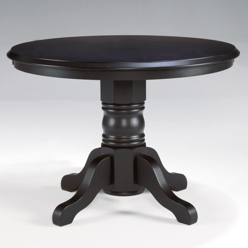 home styles 30"h x 42" dia  solid wood dining table - black finish