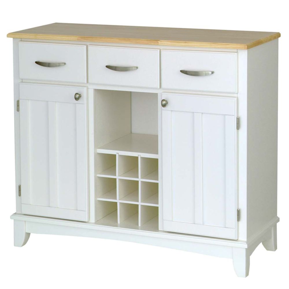Home Styles Large 35-1/2"H x 41-3/4"W x 16-3/8"D Buffet with Solid Wood Top - White Finish