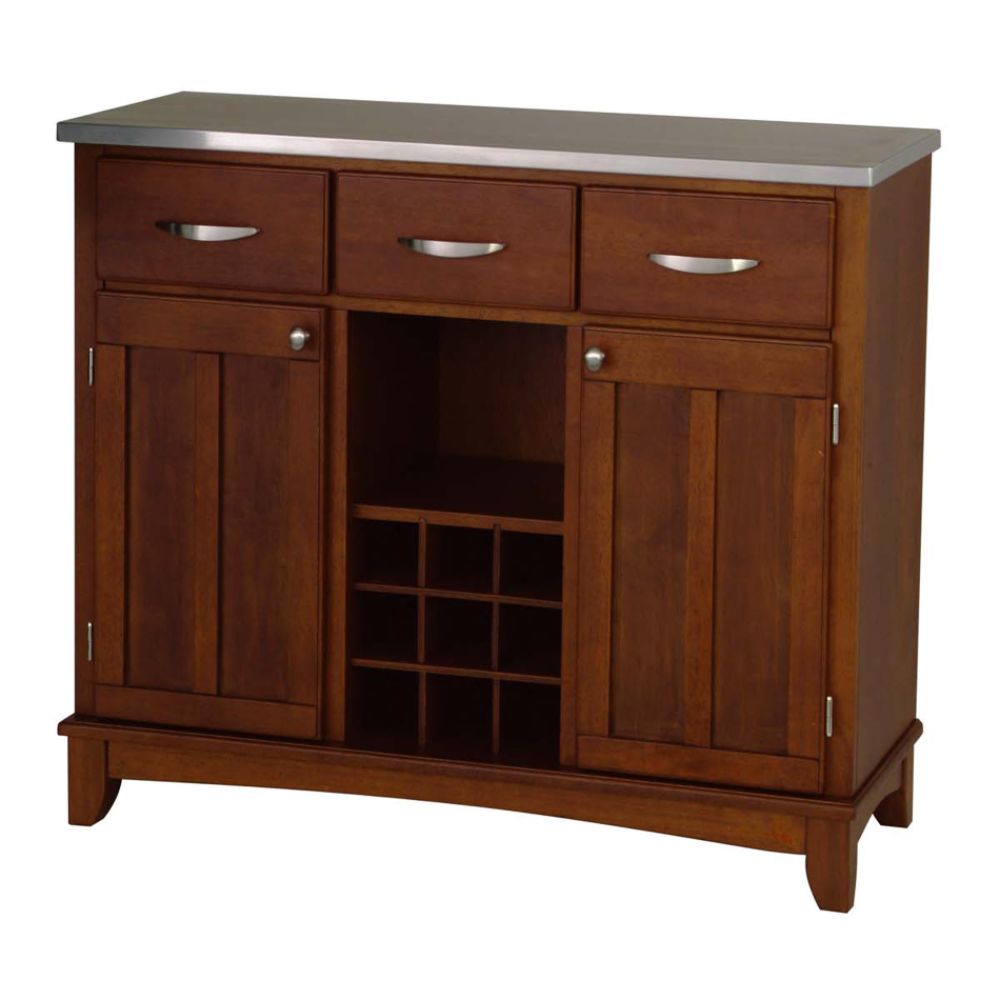 Home Styles Large 35-1/2"H x 41-3/4"W x 16-3/8"D Buffet with Stainless Steel Top - Cherry Finish