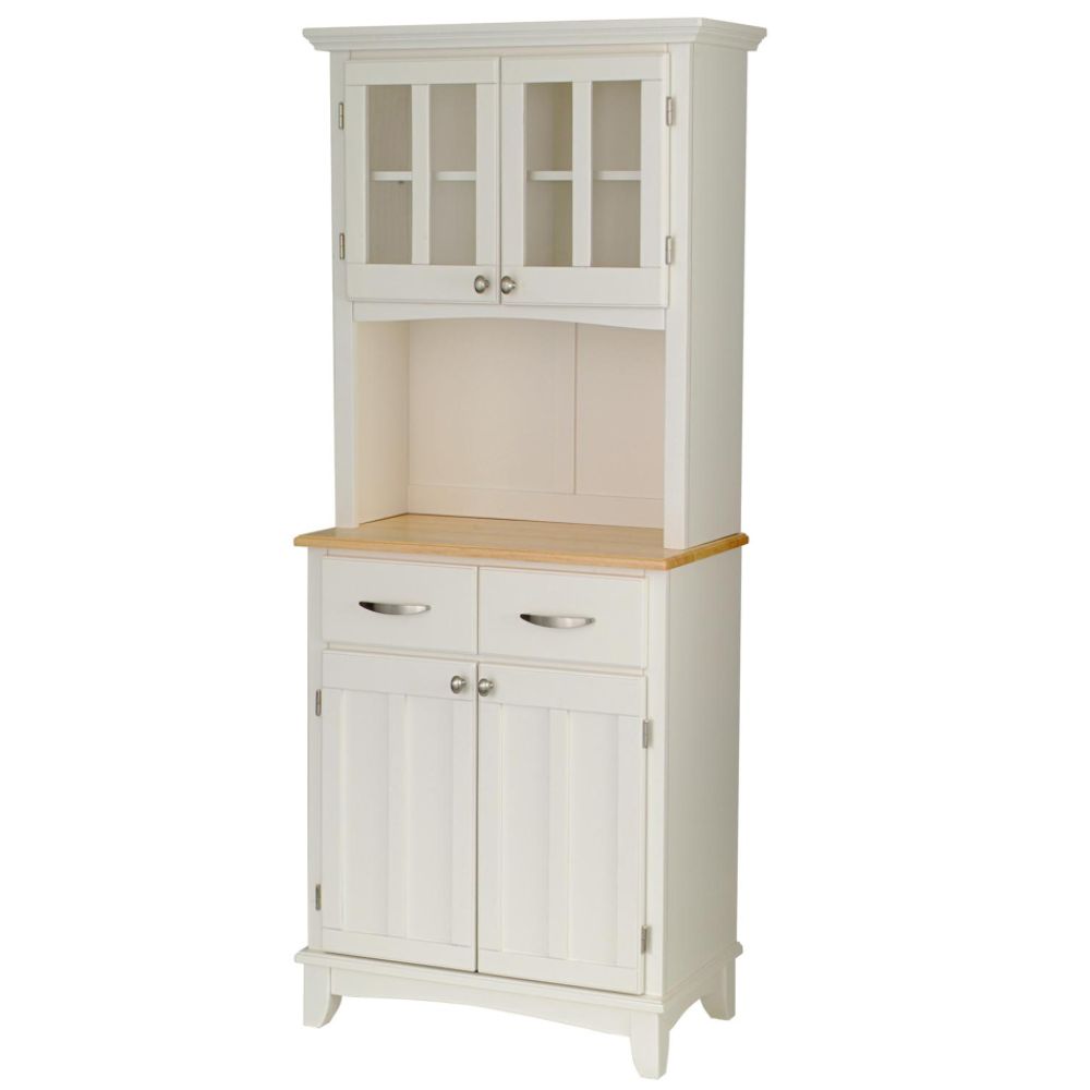  x 15-7/8"D Buffet with Solid Wood Top & 2 Door Hutch - White Finish