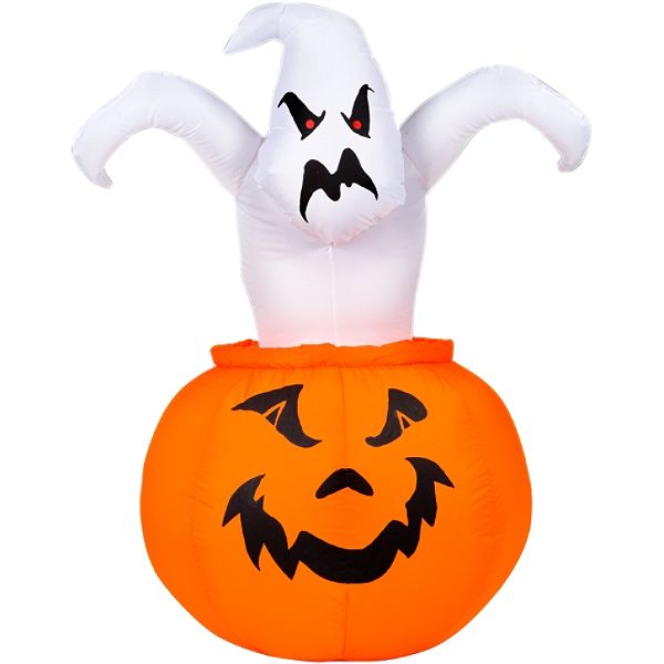Gemmy 4ft Airblown-indoor Ghost Out Of Pumpkin
