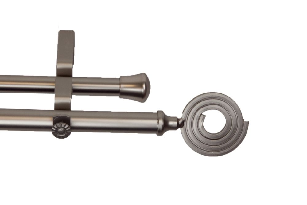 Rod Desyne 61S48D Decorative 3/4" Drapery Double Rod   48" -  84" w/ Coil Finials - Satin Nickel at Sears.com