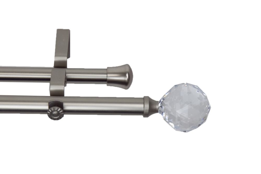 Rod Desyne 57S48D Decorative 3/4" Drapery Double Rod   48" -  84" w/ Faceted Finials - Satin Nickel at Sears.com