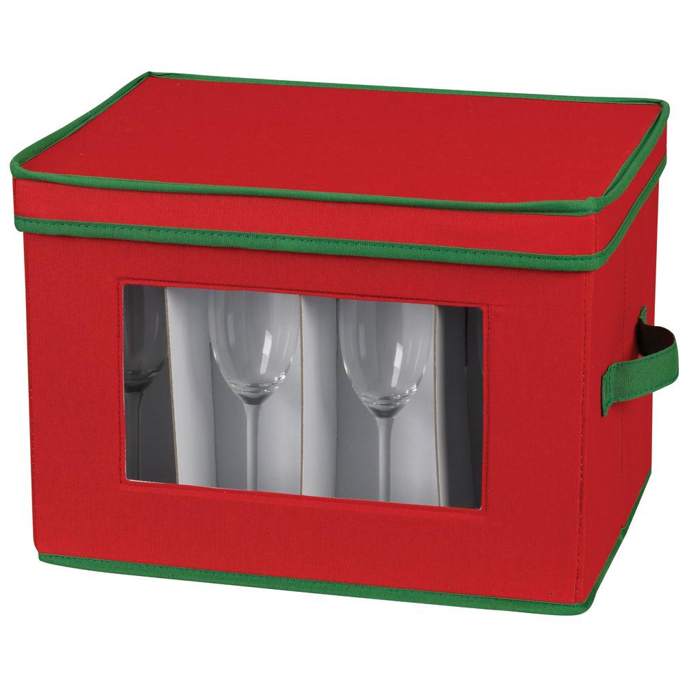 Household Essentials Holiday Stemware Chest/Flute red poly with green trim at Kmart.com