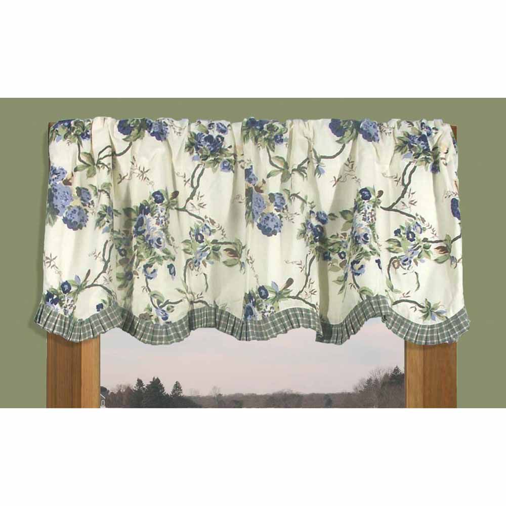 Ricardo Trading Sachet Floral Valance with Plaid Ruffle Trim in Wedgewood/Blue Floral at Sears.com