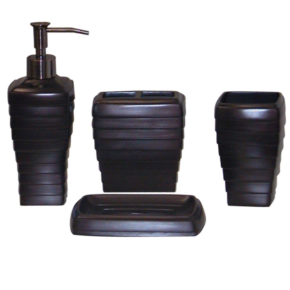 Famous Home Fashions Alys Bronze 4pc set - tumbler, soap dish, toothbrush holder and lotion dispenser at Sears.com