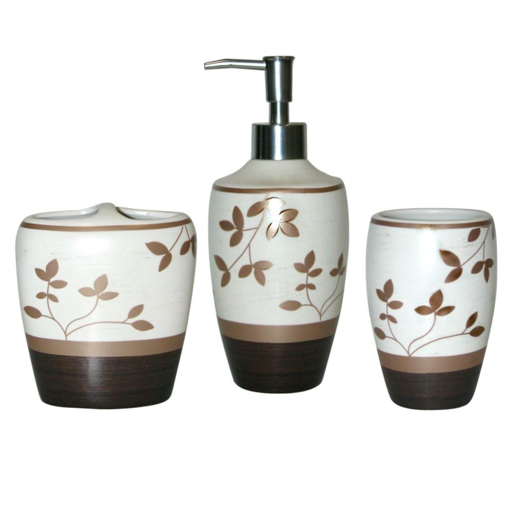 Famous Home Fashions Amalia Cream 3pc set - tumbler, toothbrush and lotion dispenser at Sears.com
