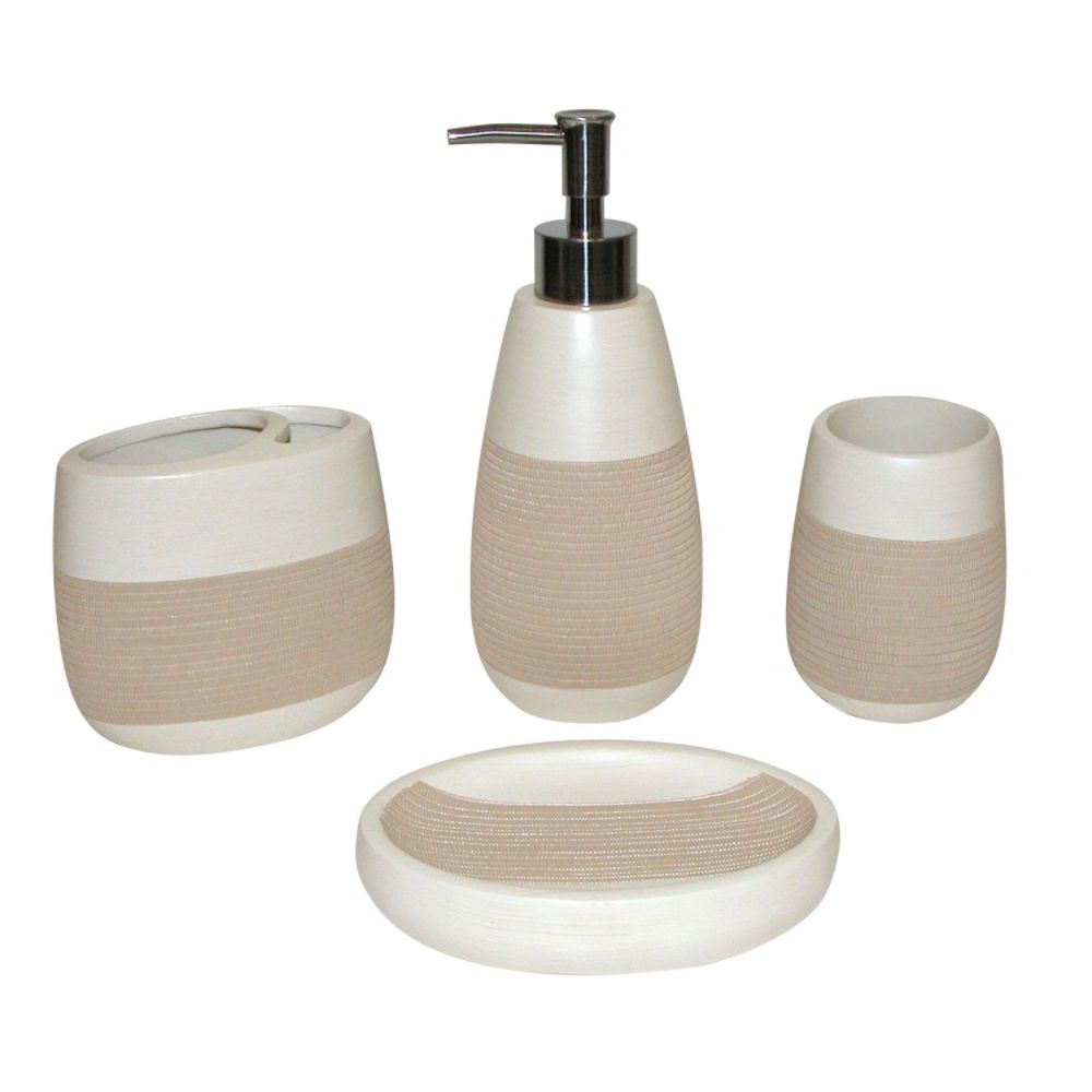 Famous Home Fashions Congo Beige 4pc set - tumbler, soap dish, toothbrush holder and lotion dispenser at Sears.com