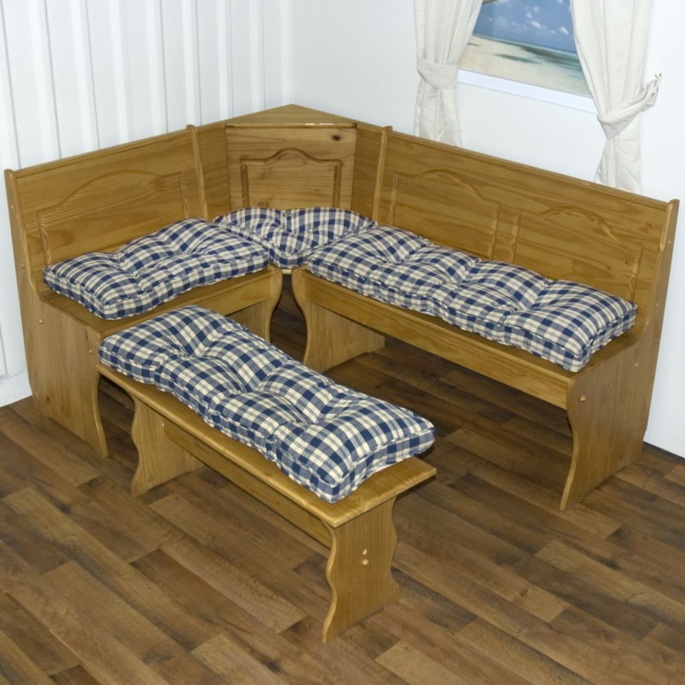 Greendale Home Fashions Applegate Plaid 4 Piece Nook Cushion Set  - Navy Blue at Sears.com