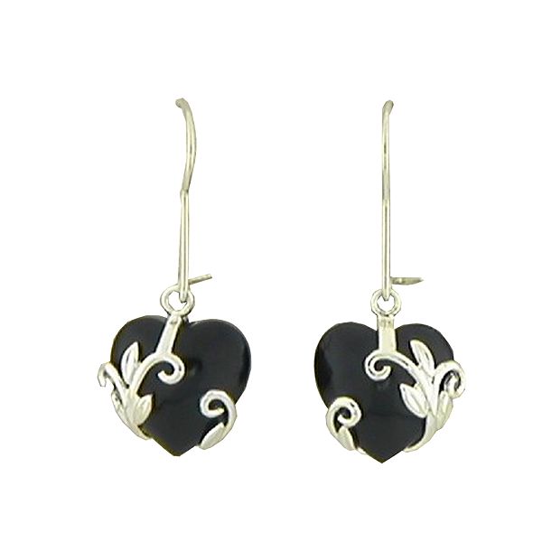 Onyx Heart Earrings