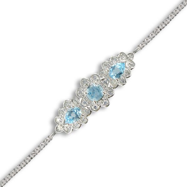 Sterling Silver Bracelet With Genuine Blue Topaz
