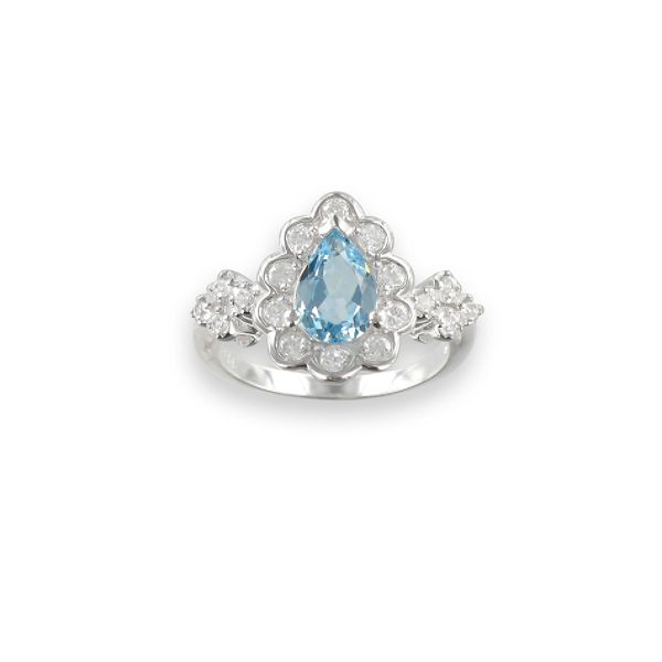 Sterling Silver Ring With Genuine Blue Topaz
