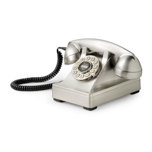 Crosley Corded Phone, 302 Desk Phone / Brushed Chrome