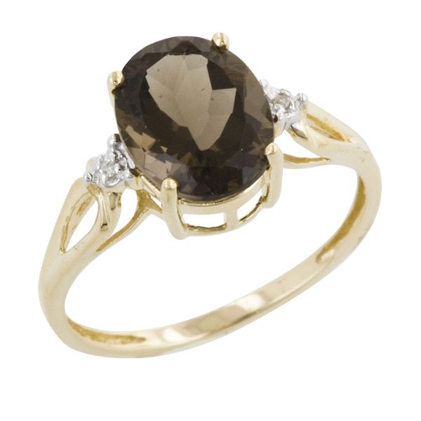 10ky Smokey Quartz & Diamond Ring 65367V8SMAG0