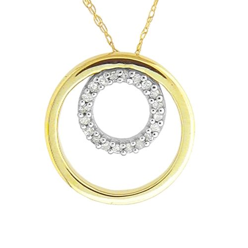1/10ct tw Double Circle Pendant, 10K Yellow Gold                                                                                 at mygofer.com