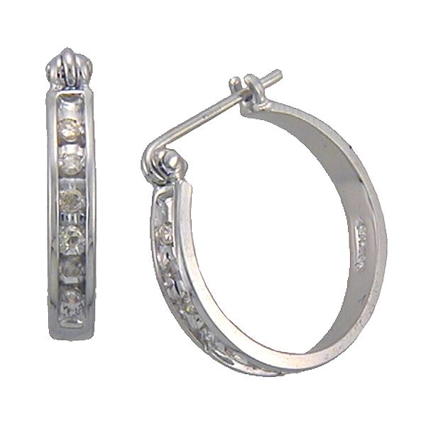 1/10 Cttw 10k White Gold Diamond One Row Hoop Earring