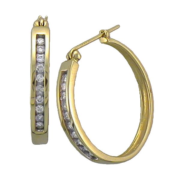 10k Yellow Gold 1/4cttw One Row Hoop Earring