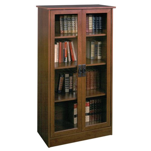 Dorel Heirloom Cherry Glass Door Bookcase