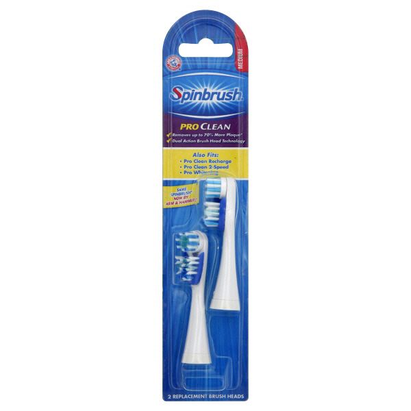 Crest Spinbrush Replacement Brush Heads, Pro Clean, Medium 2 brush heads at Sears.com