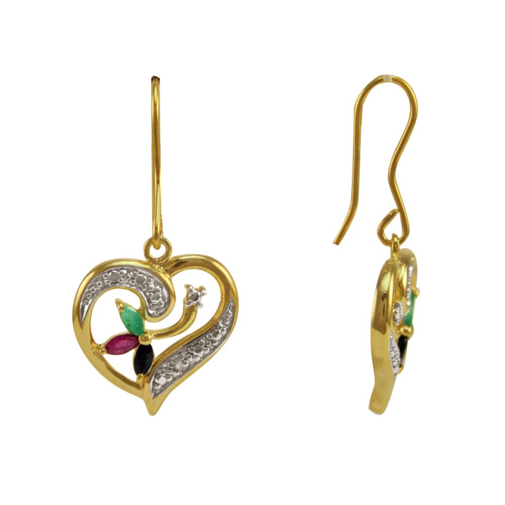 18kt Gold Over Sterling Silver Genuine Gemstone Earrings