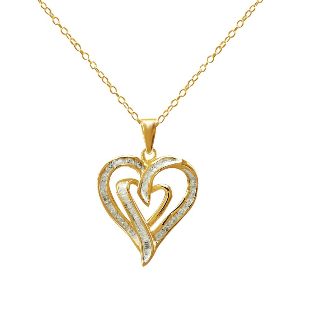 18kt Over Sterling Silver Cubic Zirconia Pendant