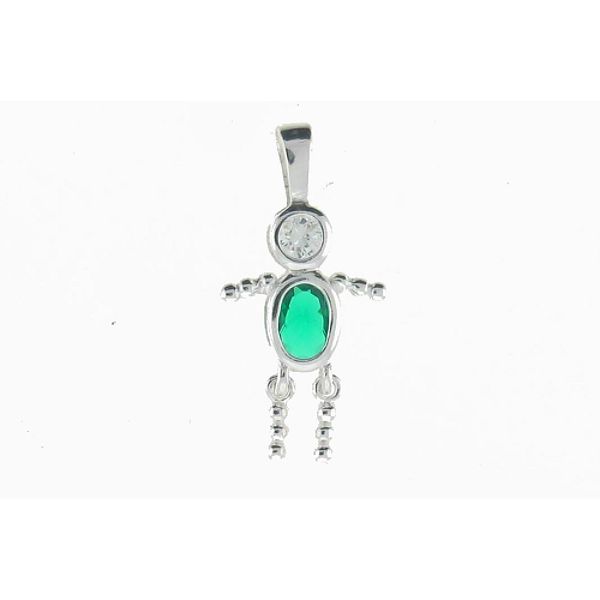Birthstone Baby Boy Charm In Sterling Silver- May