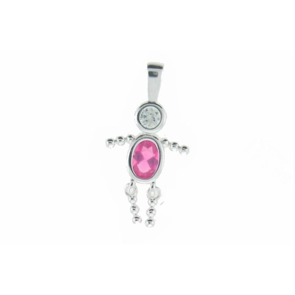 Birthstone Baby Boy Charm In Sterling Silver-october