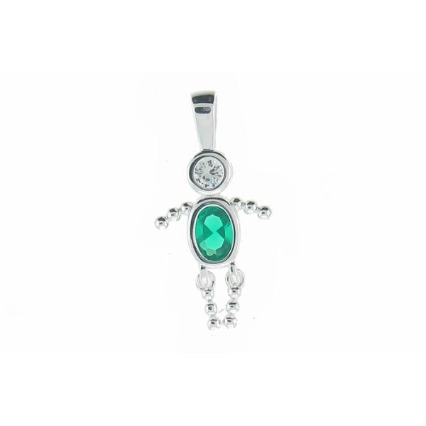 Birthstone Baby Boy Charm In Sterling Silver- December