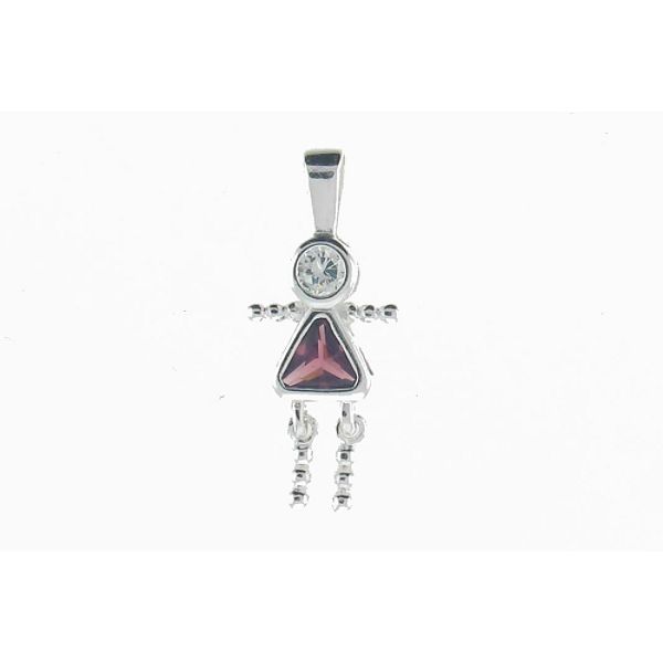 Birthstone Baby Girl Charm In Sterling Silver- February