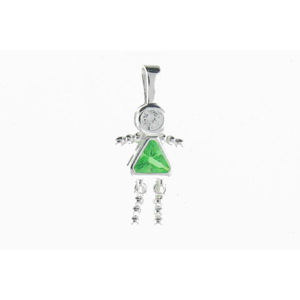 Birthstone Baby Girl Charm In Sterling Silver- August