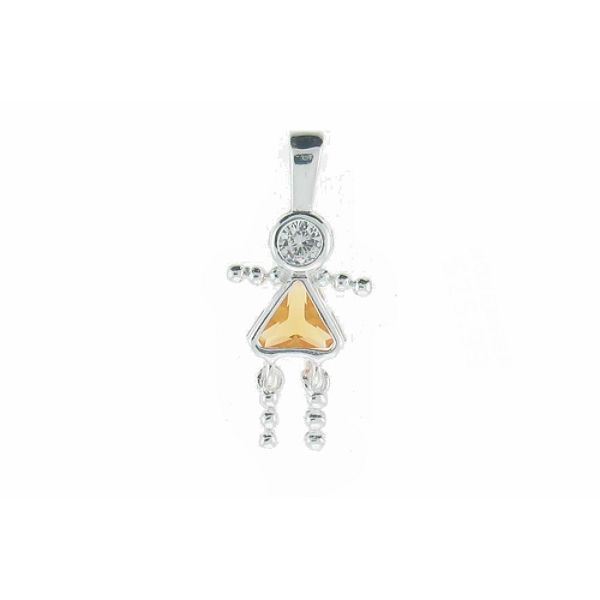 Birthstone Baby Girl Charm In Sterling Silver- November