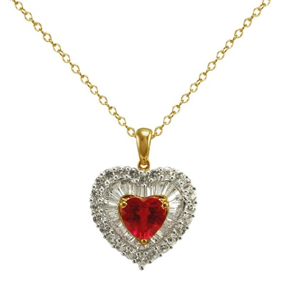 18kt Gold Over Sterling Silver Lab Created Gemstone Pendant PPS02998CWCR-GP