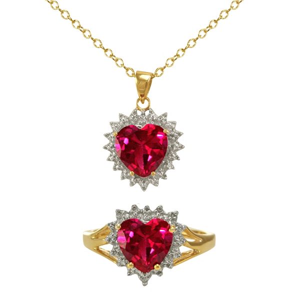 18kt Gold Over Sterling Silver Lab Created Gemstone Set PSET2858LDCR-GP