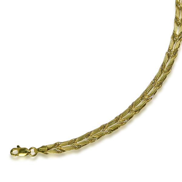 10kt 7.25 In. Baguette Chain With White Box Chain Stations