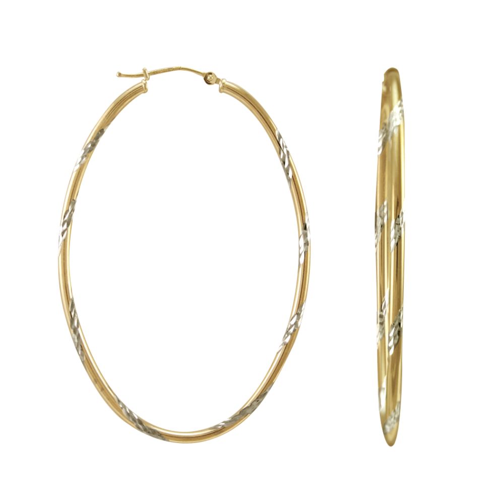 10kt Gold and Sterling Silver Hoop Earrings