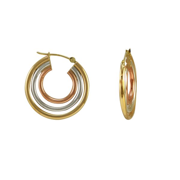 10kt Gold And Sterling Silver Hoop Earrings 11-E145474AG-3C