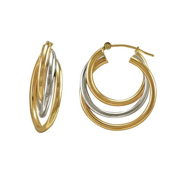 10kt Gold And Sterling Silver Hoop Earrings 11-E14-162AG-2C
