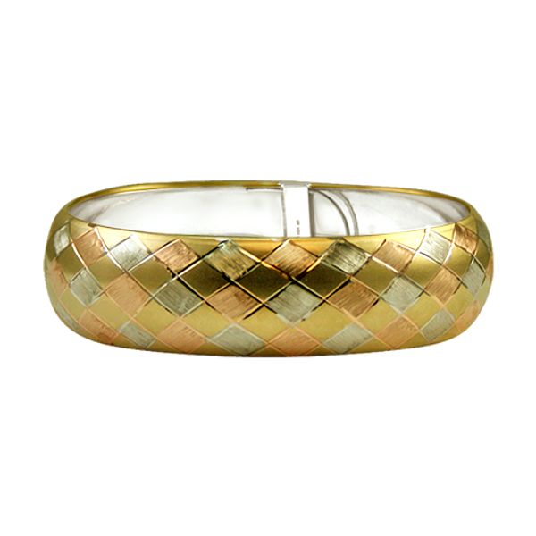 10kt And Sterling Silver Tri Color Flex Bangle