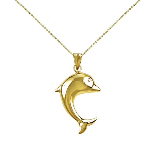 14kt Dolphin Pendant G5-2528KM-18