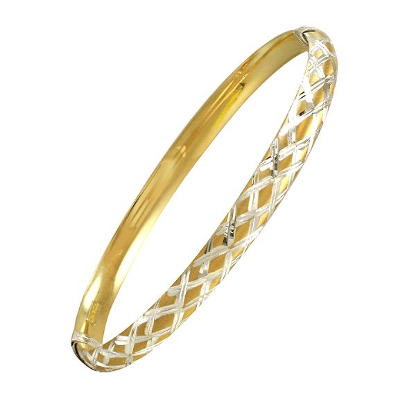 10k Gold And Sterling Silver Bangle Bracelet
