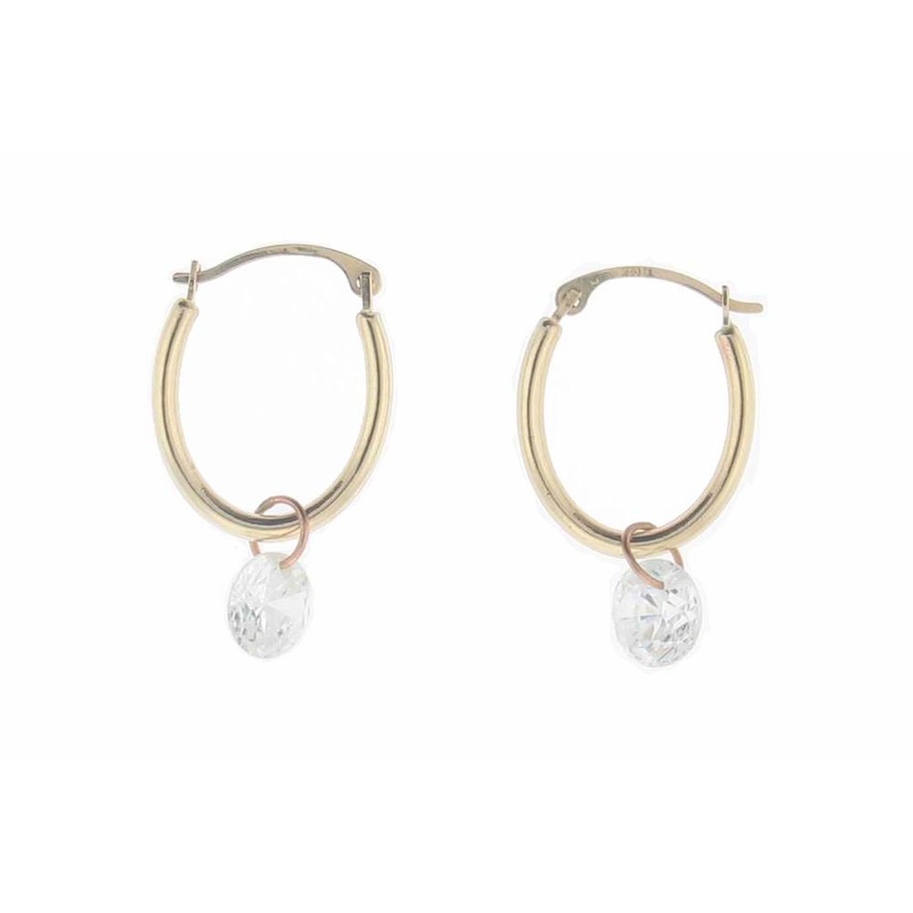 10kt Cubic Zirconia Dangle Hoop Earring
