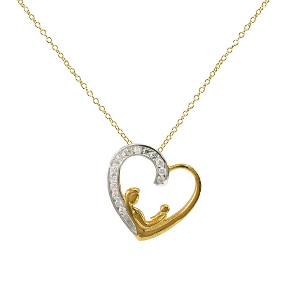 18k Gold Over Sterling Silver Cubic Zirconia Mothers Pendant SCZ9322GP.18