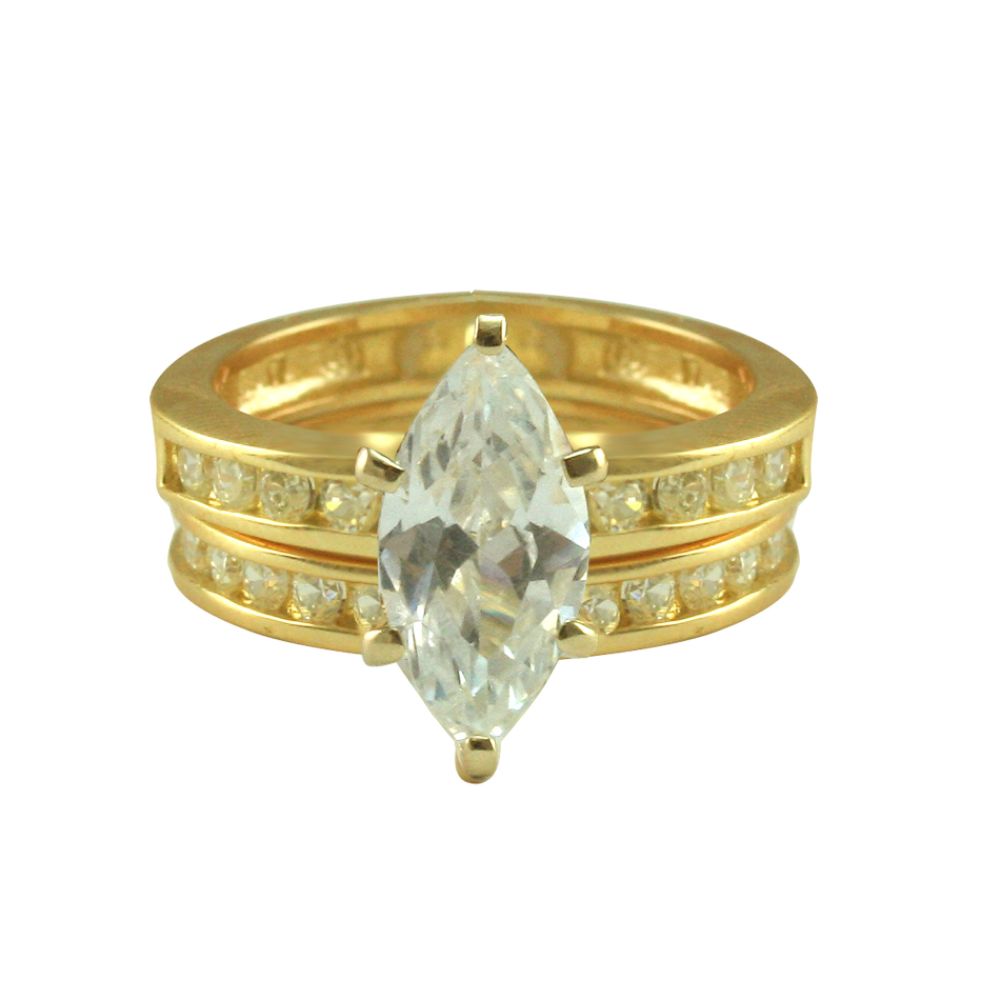 18kt Gold Over Sterling Silver Cubic Zirconia