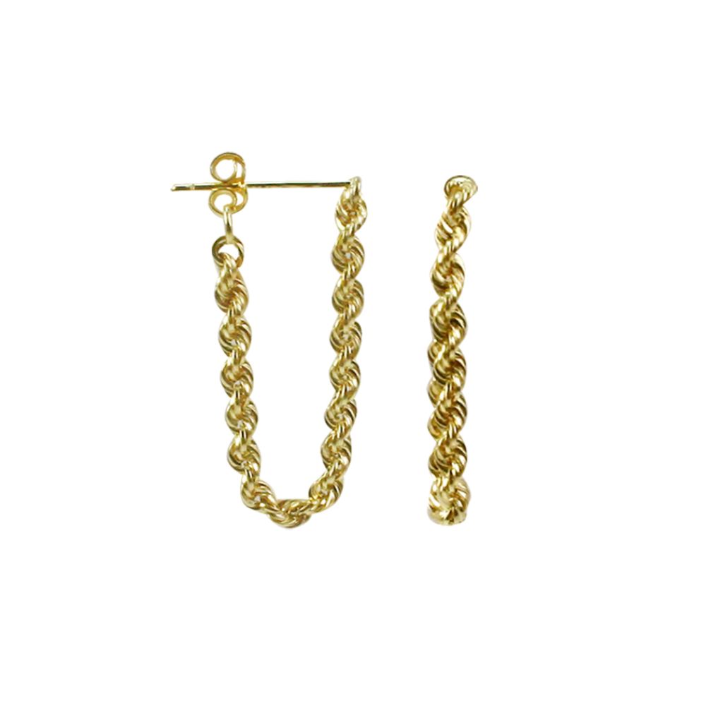10kt Gold Dangle Hoop Rope Earrings