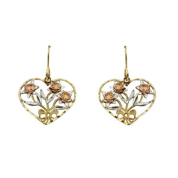 10kt Gold Tricolor Rose Bouquet Earrings TME1158P