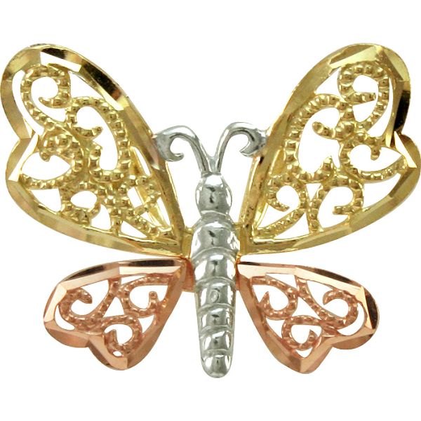10kt Gold Tri Color Diamond Cut Butterfly Slide TMP1699P