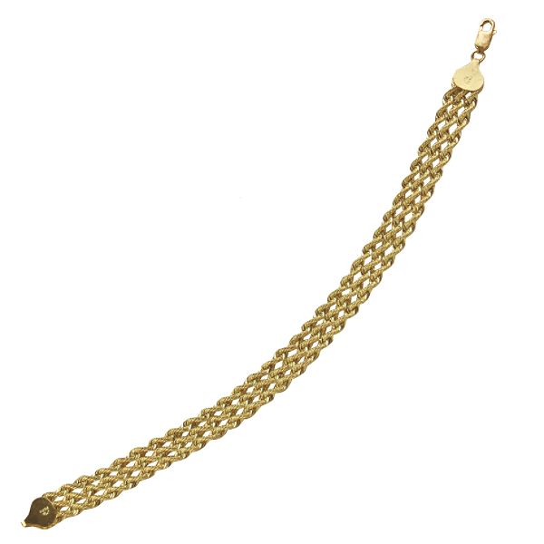 10kt Gold 3 Row Rope Brilliantina Bracelet